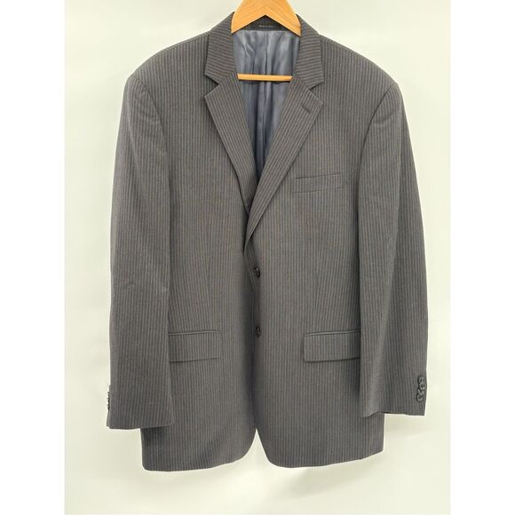 Michael Kors Blazer Sport Coat Men Size 46 R Gray Striped Double Vented - Picture 2 of 10